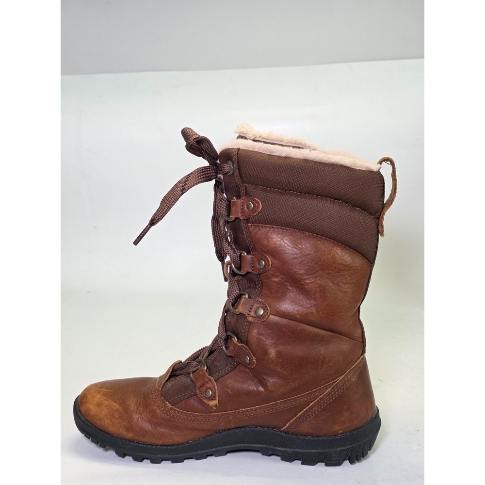 Timberland Mount Hope Women's Winter Boots Size 7.5 Brown Tan Leather Lace Shoes - Picture 4 of 11